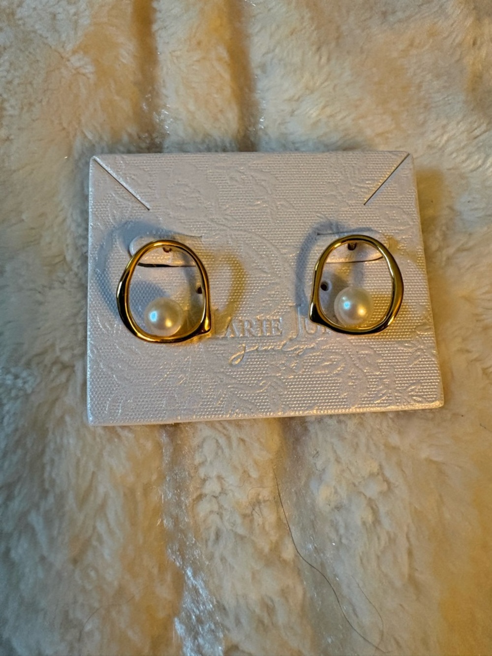 Marie June Gold Pearl Hoop Stud Earrings - Elegant Women's Jewelry